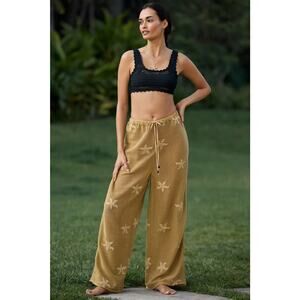 NWT Anthropologie Celandine Embroidered Mesh Pants COVERUP $128 X-LARGE Bronze